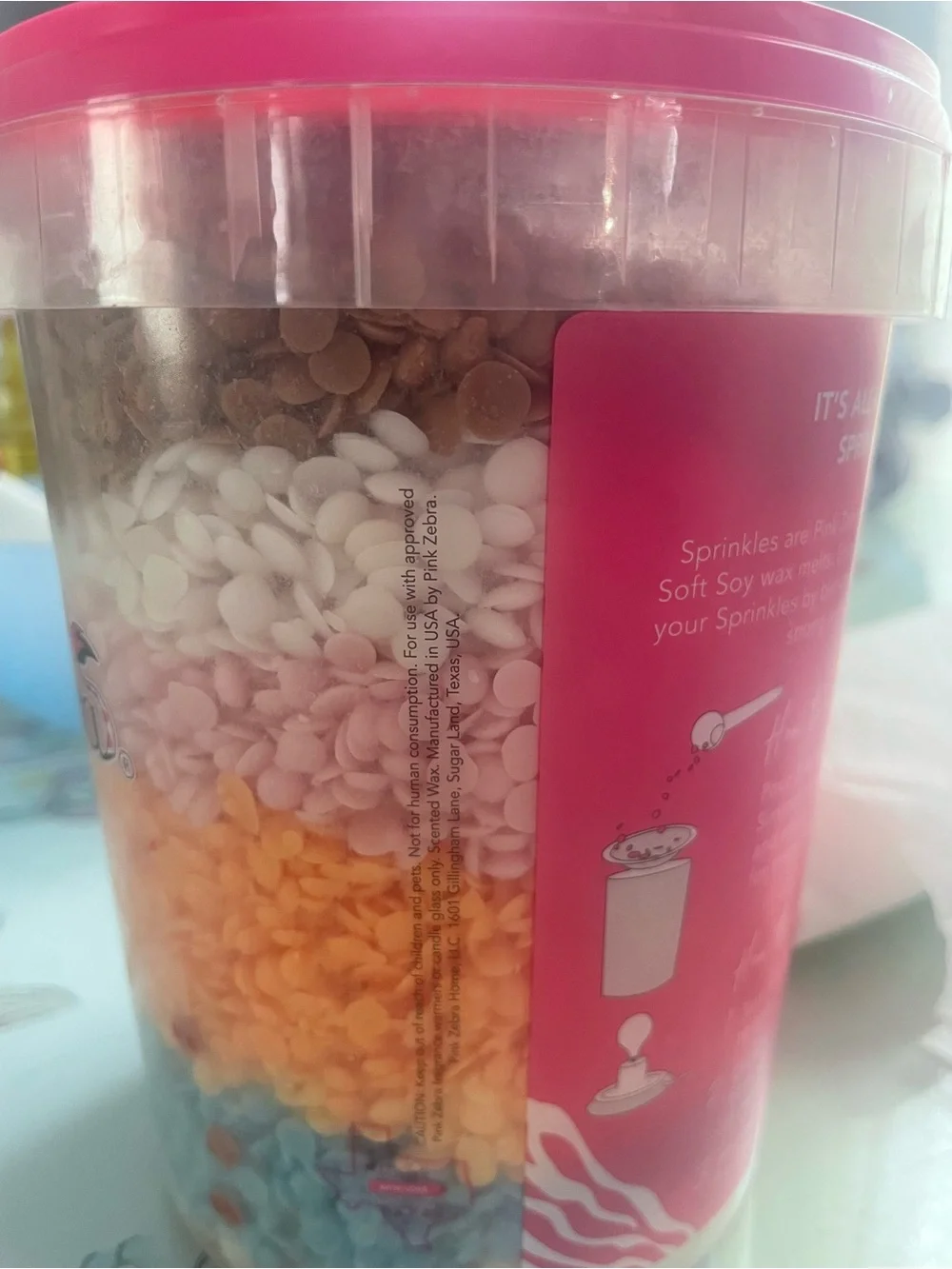 Pink Zebra Layered Sprinkles Home Fragrance - Pink, White, Orange, Blue, Brown